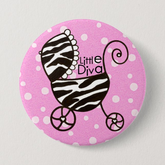Macaron Rond 7,6 Cm Boutons bébé "Little Diva" (Devant)