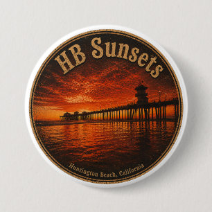Macaron Rond 7,6 Cm Boutons de coucher de soleil de Huntington Beach P