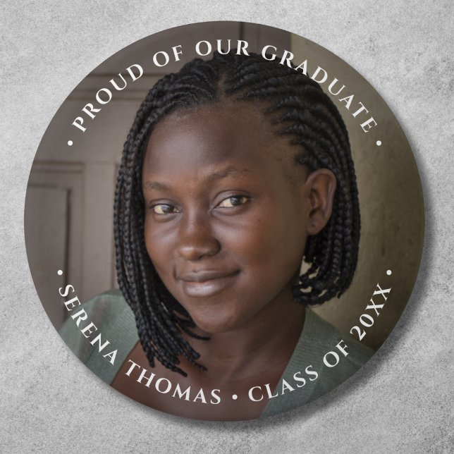Macaron Rond 7,6 Cm Boutons de graduation photo (Graduation Photo Button)