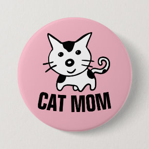 Macaron Rond 7,6 Cm Boutons de Kitty rose mot CAT MOM