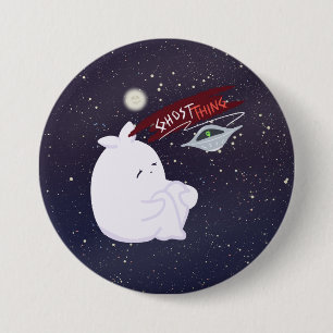 Macaron Rond 7,6 Cm Boutons Halloween Enlèvement Alien Fantôme