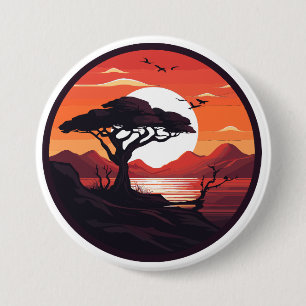 Macaron Rond 7,6 Cm Boutons naturels conçus par l'IA - Serene Tree & L
