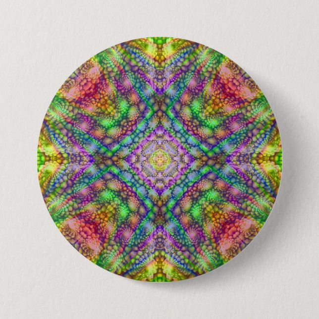 Macaron Rond 7,6 Cm Boutons psychédéliques, carrés ou ronds (Devant)