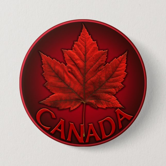 Macaron Rond 7,6 Cm Boutons souvenir Canada Drapeau Érable Feuille Éra (Devant)