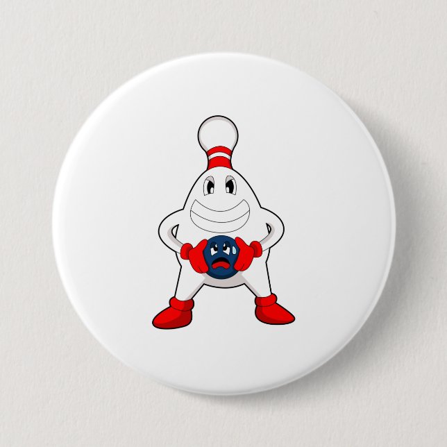 Macaron Rond 7,6 Cm Bowling Bowling pin Bowling Bowling (Devant)