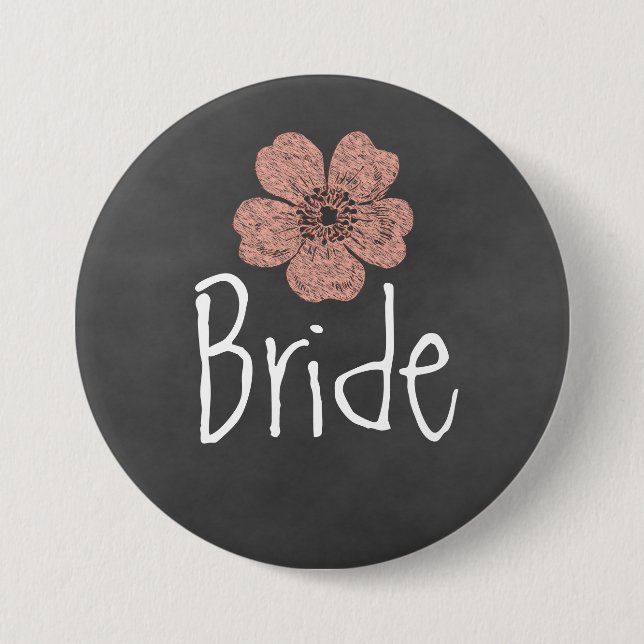 Macaron Rond 7,6 Cm Bride Wild Peach Roses Chalkboard (Devant)