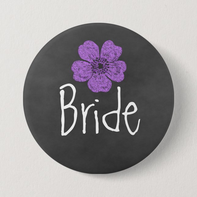 Macaron Rond 7,6 Cm Bride Wild Purple Rose Chalkboard (Devant)