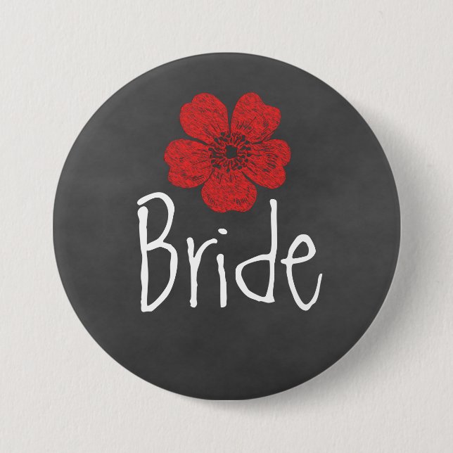 Macaron Rond 7,6 Cm Bride Wild Red Roses Chalkboard (Devant)