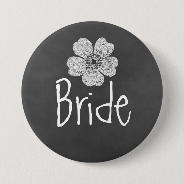 Macaron Rond 7,6 Cm Bride Wild White Roses Chalkboard (Devant)
