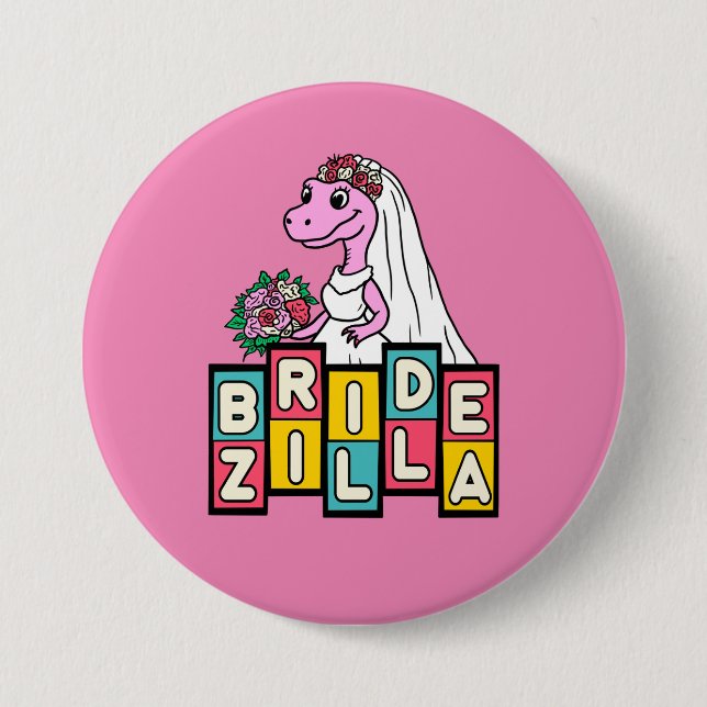 Macaron Rond 7,6 Cm Bride Zilla Rétro  (Devant)