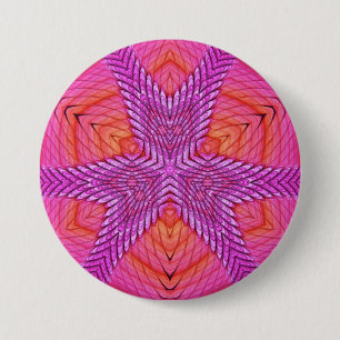 Macaron Rond 7,6 Cm BRILLANT ! ~ Blanc rose orange et rouge ~ Bouton