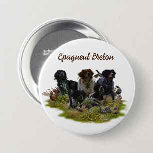 Macaron Rond 7,6 Cm Brittany Spaniels, Bird Hunting