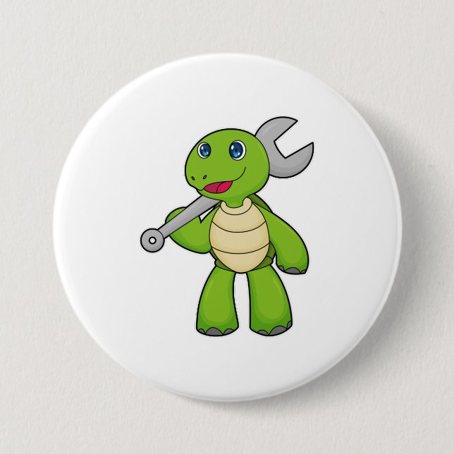 Macaron Rond 7,6 Cm Broche mécanique de tortue (Devant)