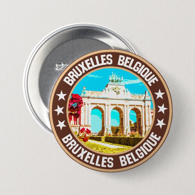 Macaron Rond 7,6 Cm Bruxelles (Devant & derrière)
