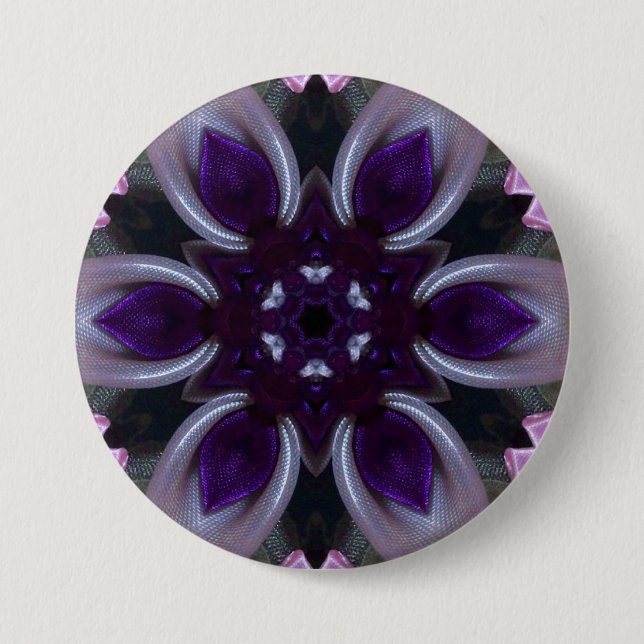 Macaron Rond 7,6 Cm ~ BULLETIN vert rose violet ~ Bouton (Devant)