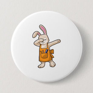 Macaron Rond 7,6 Cm Bunny comme coiffeur avec peigne et ciseaux