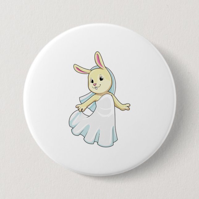 Macaron Rond 7,6 Cm Bunny en mariage avec Voile (Devant)