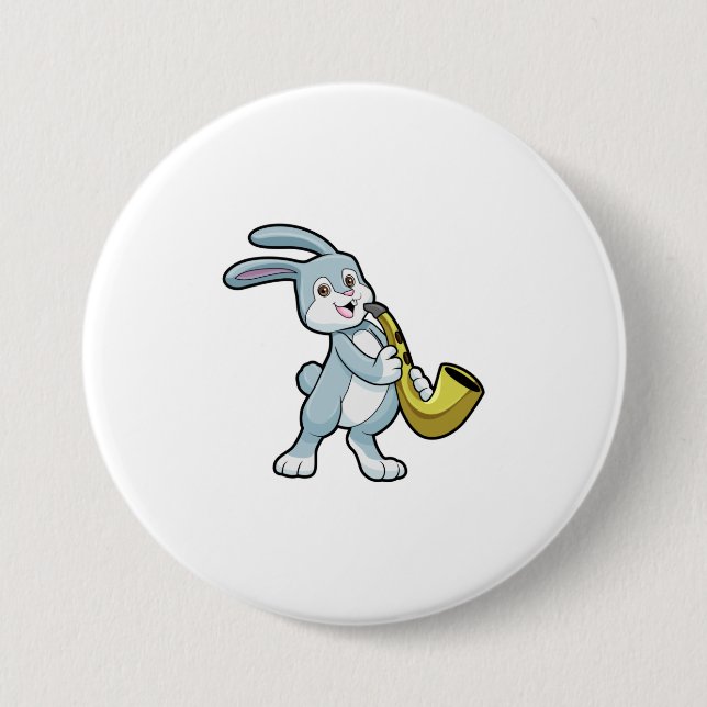 Macaron Rond 7,6 Cm Bunny en musique avec saxophone (Devant)