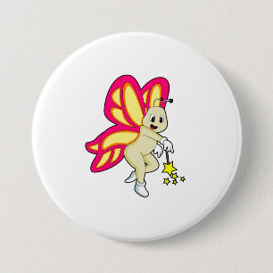 Macaron Rond 7,6 Cm Butterfly as Wizard with Magic Mur