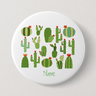 Macaron Rond 7,6 Cm Cactus à fleurs rouges agrafés Plantes Thunder_Cov