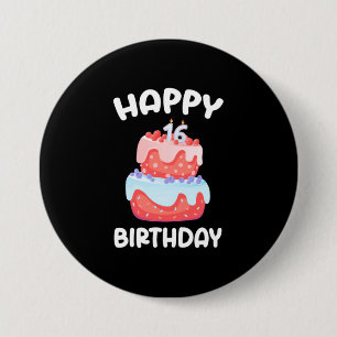 Macaron Rond 7,6 Cm Cadeau d'anniversaire Joyeux 16ème anniversaire
