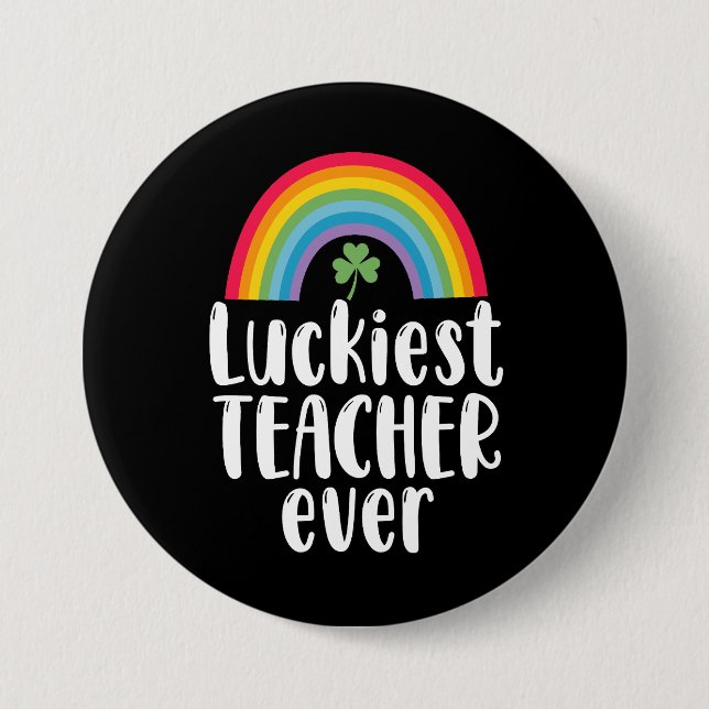 Macaron Rond 7,6 Cm Cadeau d'école pour enseignant le plus chanceux St (Devant)