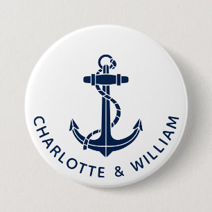 Macaron Rond 7,6 Cm Cadeaux de mariage de plage d'ancre de bateau naut