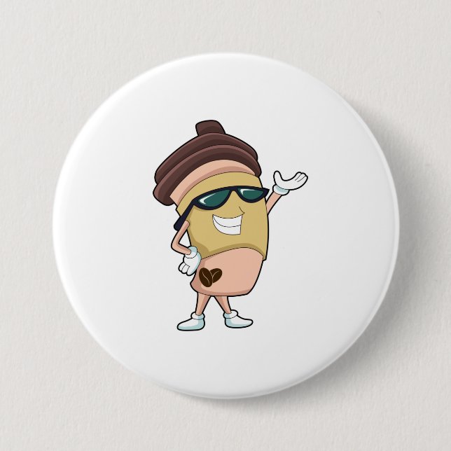 Macaron Rond 7,6 Cm Café avec Lunettes de soleil (Devant)