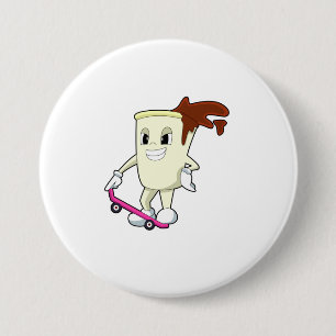 Macaron Rond 7,6 Cm Café en patinage avec skateboard