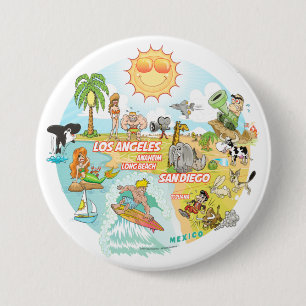 Macaron Rond 7,6 Cm California Beach Life