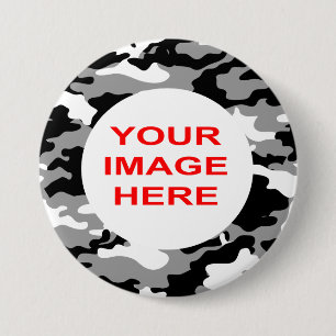 MACARON ROND 7,6 CM CAMO NOIR ET GRIS
