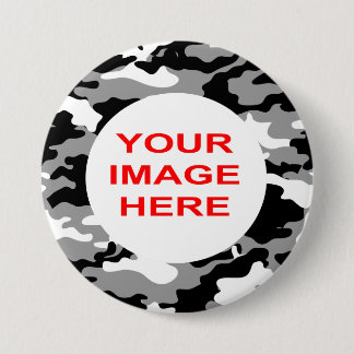 MACARON ROND 7,6 CM CAMO NOIR ET GRIS