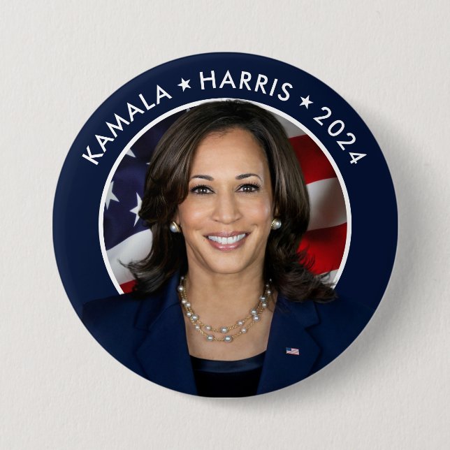 Macaron Rond 7,6 Cm Campagne présidentielle de Kamala Harris 2024 (Devant)