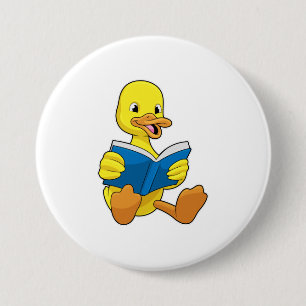 Macaron Rond 7,6 Cm Canard à la lecture avec livre