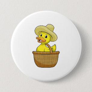 Macaron Rond 7,6 Cm Canard comme fermier avec panier
