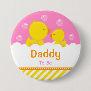Macaron Rond 7,6 Cm Canard en caoutchouc jaune et futur papa rose