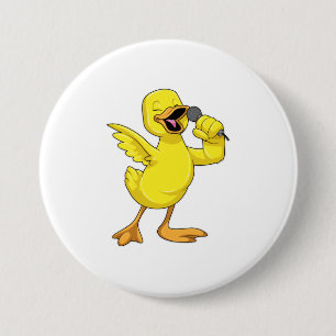 Macaron Rond 7,6 Cm Canard en chanteur avec microphone