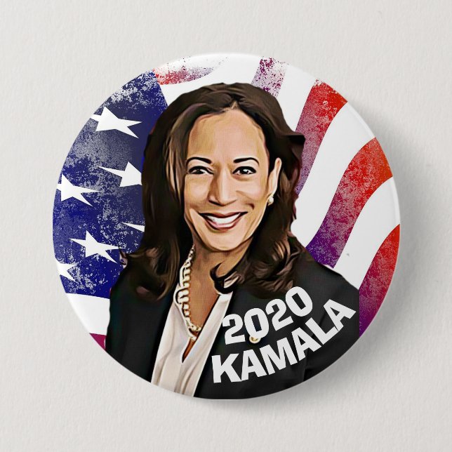 Macaron Rond 7,6 Cm Candidat à l'élection présidentielle de Kamala Har (Devant)