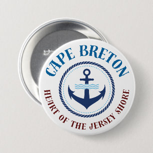 Macaron Rond 7,6 Cm Cape Breton Cœur du littoral du New Jersey Bouton