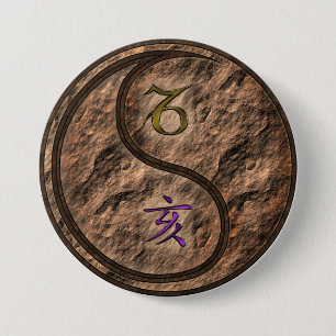 Macaron Rond 7,6 Cm Capricorne & Sanglier de Terre