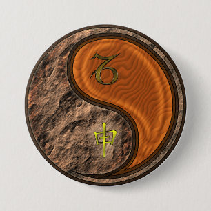 Macaron Rond 7,6 Cm Capricorne & Singe de Bois
