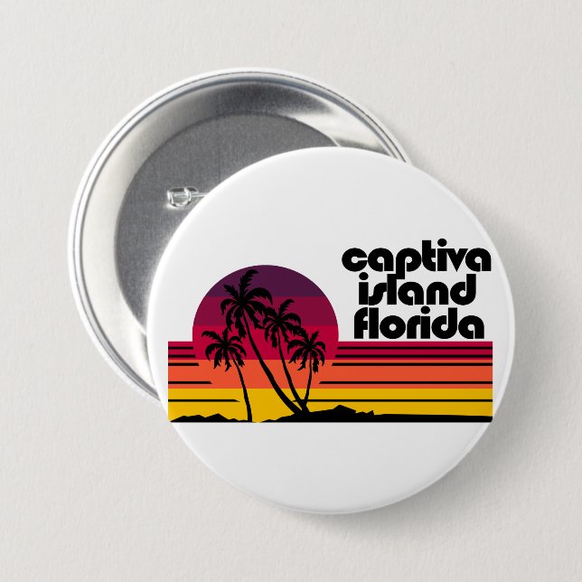 Macaron Rond 7,6 Cm Captiva Island Floride (Devant & derrière)