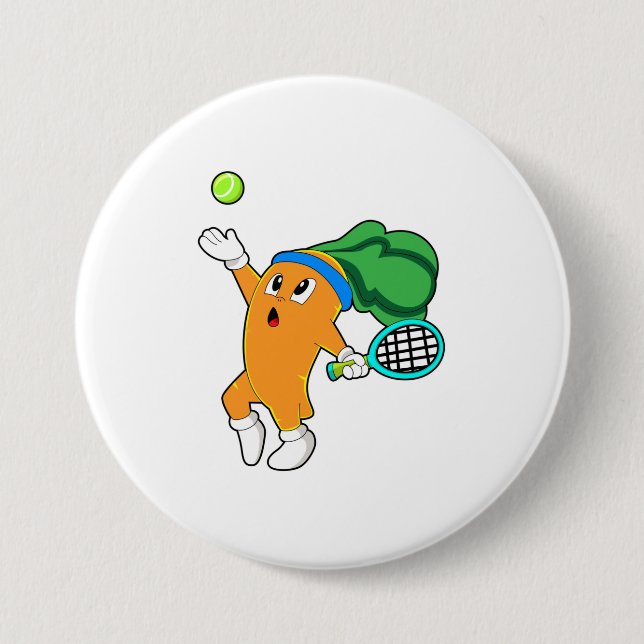Macaron Rond 7,6 Cm Carotte au tennis avec raquette de tennis (Devant)