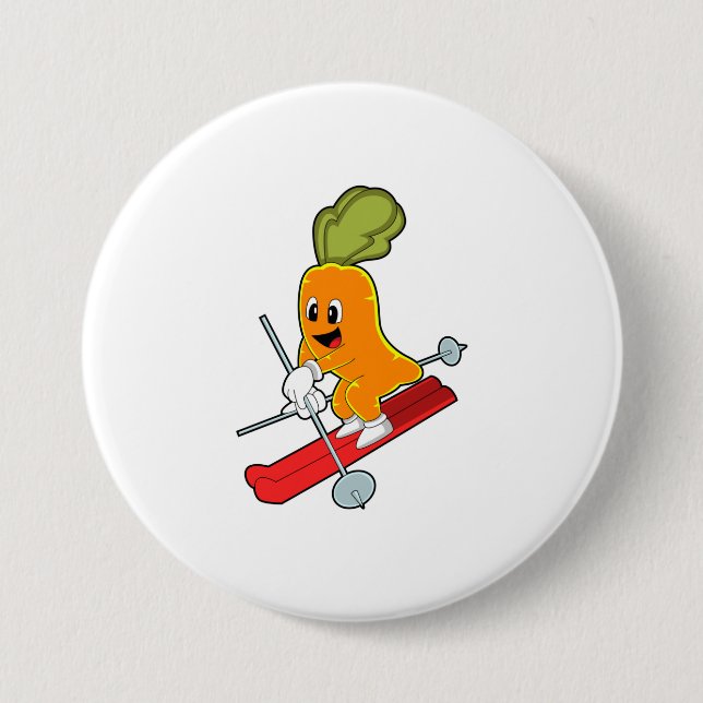 Macaron Rond 7,6 Cm Carotte en ski avec ski (Devant)