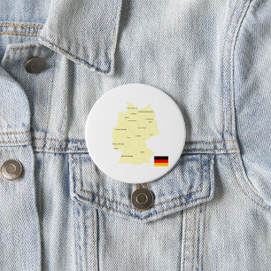 Macaron Rond 7,6 Cm Carte de l'Allemagne avec les États et les capital