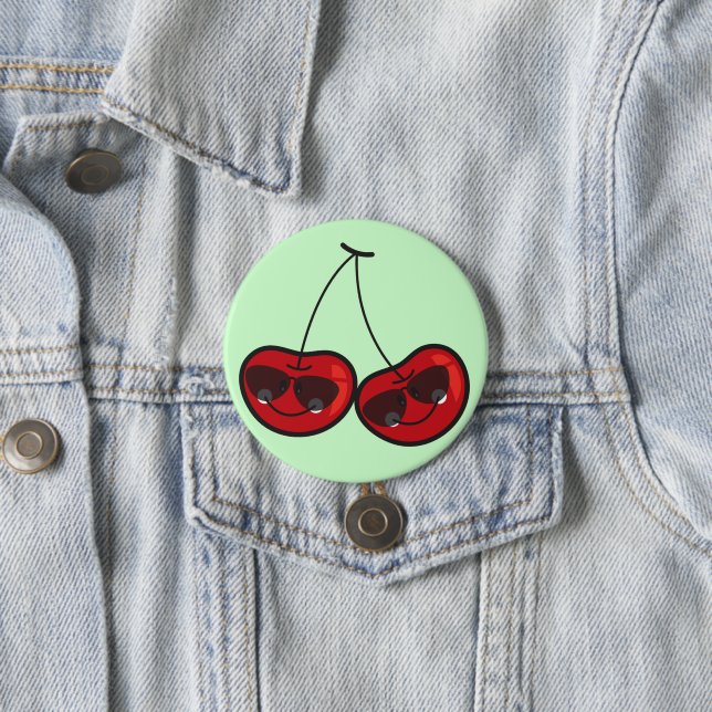 Macaron Rond 7,6 Cm Cartographie Amusante & Cool Cerises Cheeky Avec L (En situation)