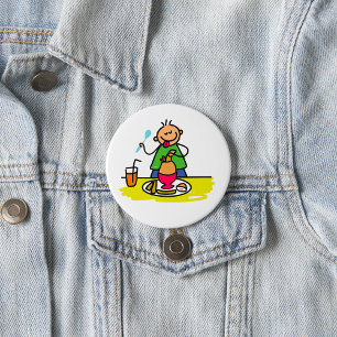 Macaron Rond 7,6 Cm Cartoon Kid Savourez un repas avec du jus et des o