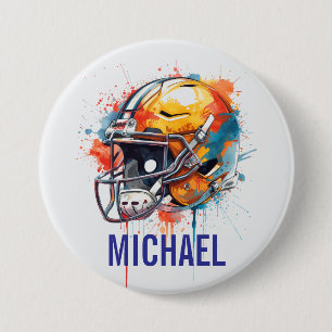 Macaron Rond 7,6 Cm Casque de football de motivation inspirante nom