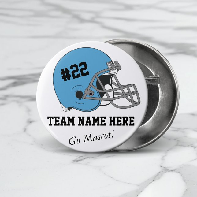 Macaron Rond 7,6 Cm Casque de football noir bleu ・ personnalisé (Créateur téléchargé)