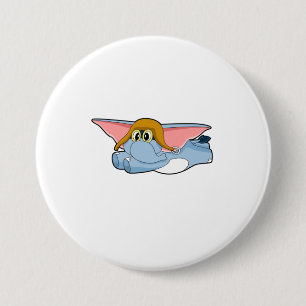 Macaron Rond 7,6 Cm Casquette pilote éléphant